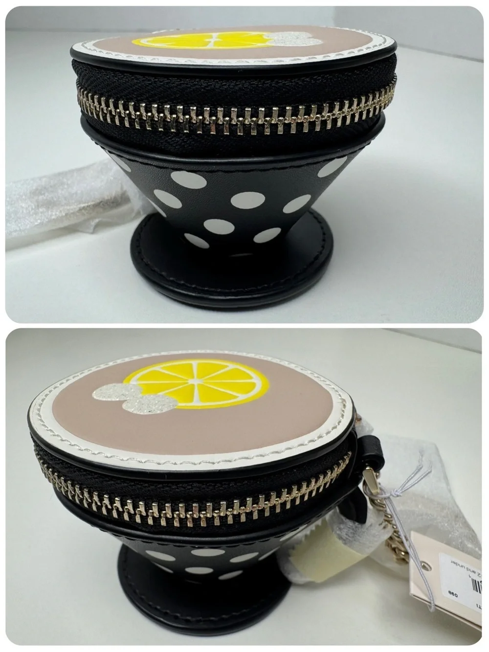 Kate Spade Tea Party Polka Dot Cup Coin Bag Keychain
